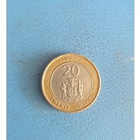 Ямайка 20 долларов 2001 год биметалл Маркус Гарви