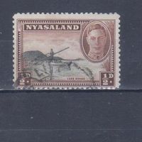 [2057] Британские колонии. Ньясаленд 1945. Георг VI.Лодка.Озеро Ньяса. Гашеная марка.