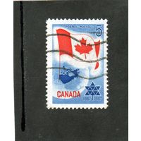 Канада. Ми- 397. Канадский флаг и планета земля. 100 лет Канаде.1967.