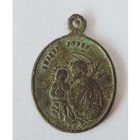 Медальон католический до 1917г. Размер с ушком 1.9-2.8 см. Латунь.