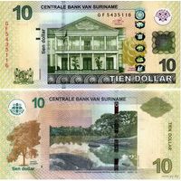 Суринам 10 долларов  2019 год  UNC