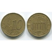 Германия. 10 евроцентов (2002, буква F)