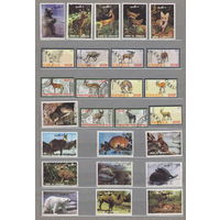 Дикие животные звери Фауна сборный лот 38 марка ГАШЕНЫЕ лот 1014 можно отдельно по сериям