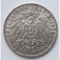 3 марки 1909 год Гамбург