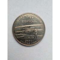 США 25 центов,квотер 2001 Р Северная Каролина.