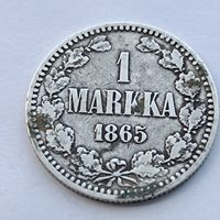 1 марка 1865 года S. Серебро 868. Монета не чищена. 49