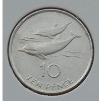 Острова Святой Елены и Вознесения 10 пенсов 1998 г. В холдере