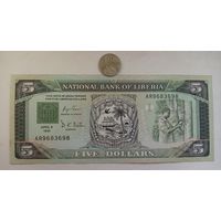 Werty71 Либерия 5 долларов 1991 UNC Банкнота