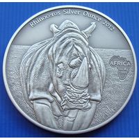 Конго. 1000 франков 2012 год  KM#73  "Животные Африки - Носорог"   Тираж: 2.000 шт