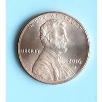 США 1 цент 2016 г. D