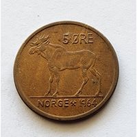 Норвегия 5 эре, 1964