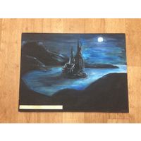 Картина Лунная ночь и замок в тумане размер
