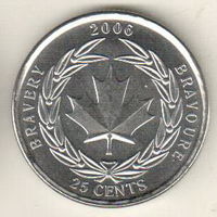 Канада 25 цент 2006 Ордена и медали Канады - Медаль за храбрость