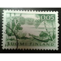 Финляндия 1963 стандарт, пейзаж с лодкой