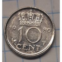 Нидерланды 10 центов 1980г. km182