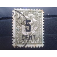 Литва, 1922, Стандарт, надпечатка 5с на 50Sk