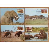 Уганда. 1983. Картмаксимум. Фауна. Слоны