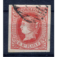 Испанская Западная Индия - 1864г. - королева Изабелла II, 2 R - 1 марка - гашёная. Без МЦ!