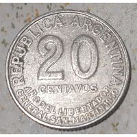 Аргентина 20 сентаво, 1950 Медно-никелевый сплав /серый цвет/(10-4-29(в))