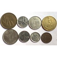 Бельгия, набор из 8 монет 1960 - 1996 гг., фламандские надписи BELGIE