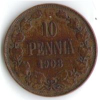 10 пенни 1908 год _состояние XF+