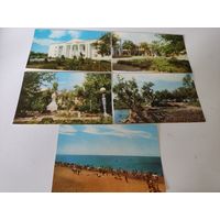 5 чистых открыток с видами курорта Саки 1974г.