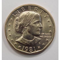 США 1 доллар 1981 Сьюзен Энтони двор S UNC из ролла