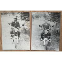 Фото на мотоцикле. 1970-е. 9х12 см. 2 шт.
