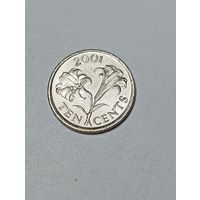 Бермуды 10 центов 2001 года .
