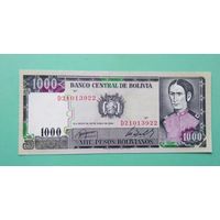 Банкнота 1000 песо Боливия 1982 г.