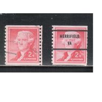 США-1954, (Мих.654 С), гаш.  , Стандарт, Известные американцы, Джефферсон, Живопись, ,цена за 1 м на выбор