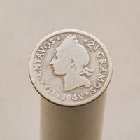 Доминикана 10 центвос 1942 г. серебро