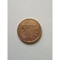 Польша.5 грошей 2007 г.