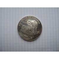 Либерия 5 долларов 1975, серебро