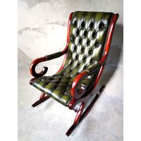 Английское кожаное кресло качалка Chesterfield