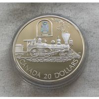 Канада 20 долларов 2000 - Транспорт - локомотив Toronto - унция серебра 0,925 - совсем нечастая!