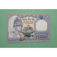 Банкнота 1 рупия Непал 1991 - 2001 г.