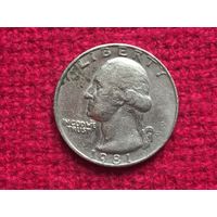 США 25 центов 1981 г. P
