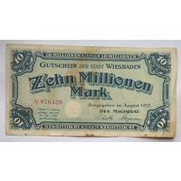 Германия 10 миллионов (10000000) марок 1923 г. Висбаден