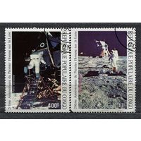 Космос. Высадка на Луну. Конго. 1989. Серия 2 марки.