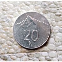 20 геллеров 2000 года Словакия. Словацкая Республика. Монета пореже!