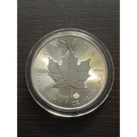 Канада 5 долларов=1 OZ серебро.999  Кленовый лист 2021 г. / Елизавета II