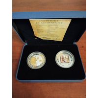 Набор из 2-х серебряных монет Бенин 1000 франков 2012, серебро (проба 999).