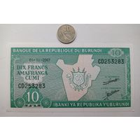 Werty71 Бурунди 10 франков 2007 UNC банкнота