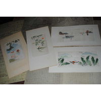 Сборная серия старинных открыток, по теме: "Китайская роспись по шёлку" - моя коллекция до 1930 года - антикварная редкость - цена за всё, что на фото, по отдельности пока не продаю-!