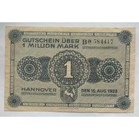 Германия 1 миллион (1000000) марок 1923 г. Ганновер