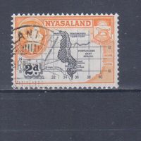[293] Британские колонии. Ньясаленд 1953. Елизавета II.Карта колонии. Гашеная марка.