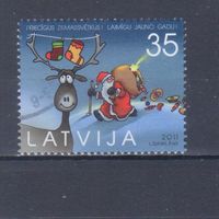 [284] Латвия 2011. Новый Год. Гашеная марка.
