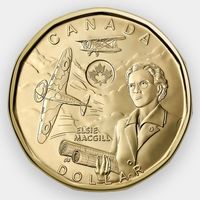 Канада 1 доллар 2023 авиаинженер Элси МакГилл, Самолет, Авиация. простая