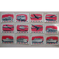 Спичечные этикетки Транспорт 18 штук Красные Волго-Вятский СНХ Красная звезда 1963